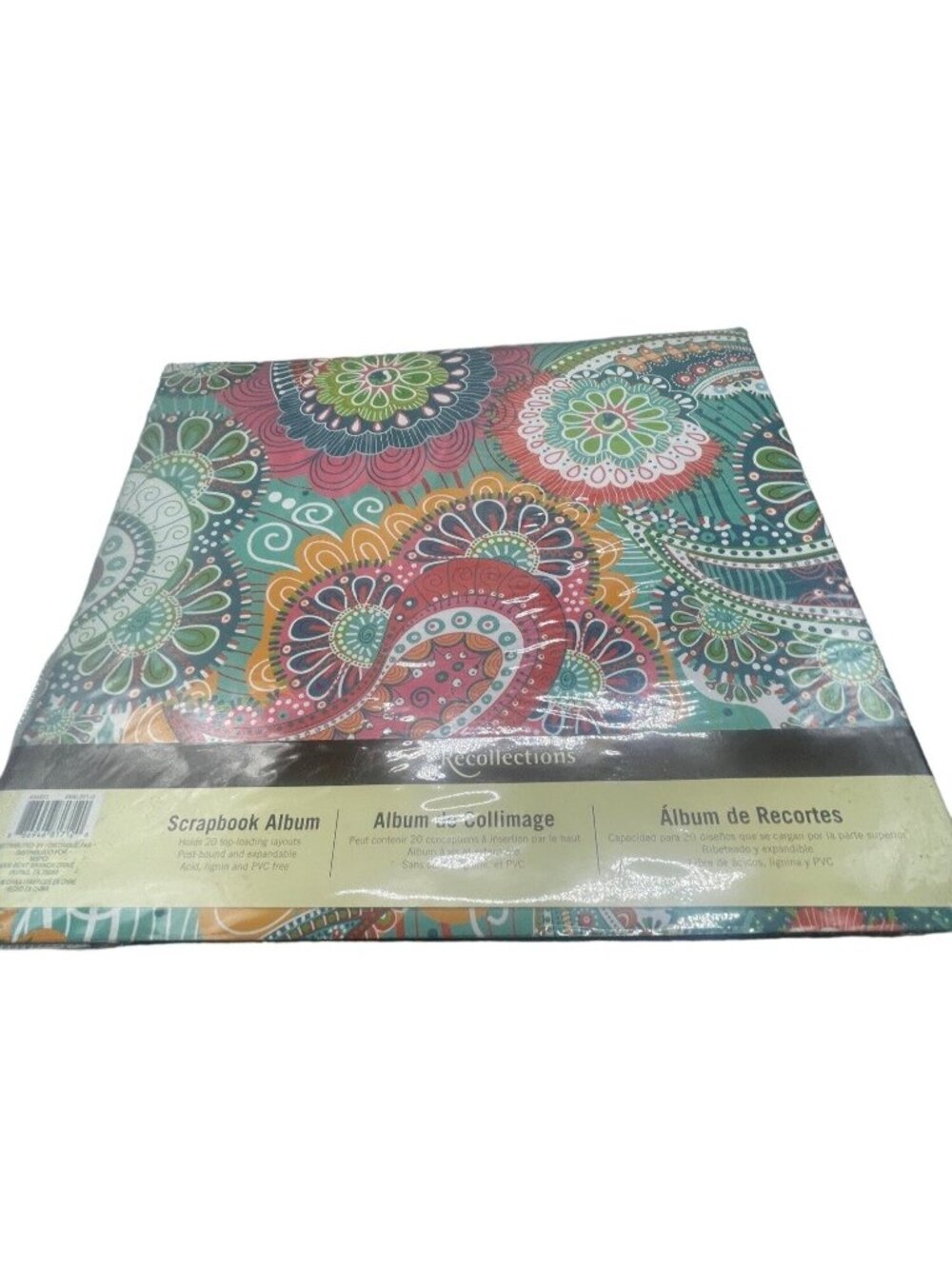 Recollections Scrapbook Album paisley cover green red orange white blue 10 READ